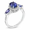 Thumbnail Image 1 of Oval and Pear-Shaped Tanzanite Ring in 14K White Gold with 1/4 CT. T.W. Diamonds