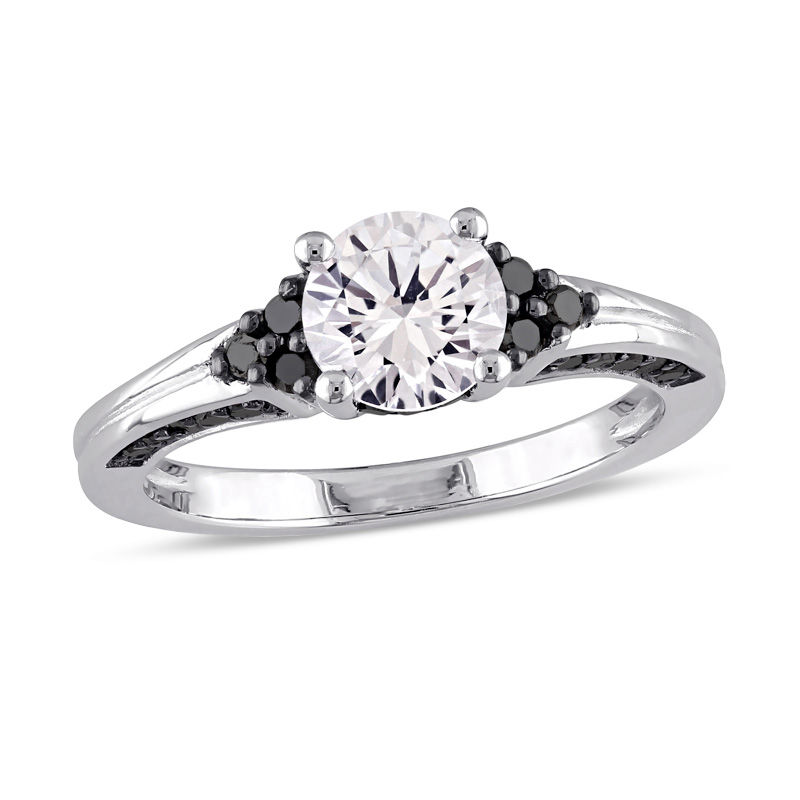 6 5mm Lab Created White Sapphire And 3 8 Ct T W Enhanced Black