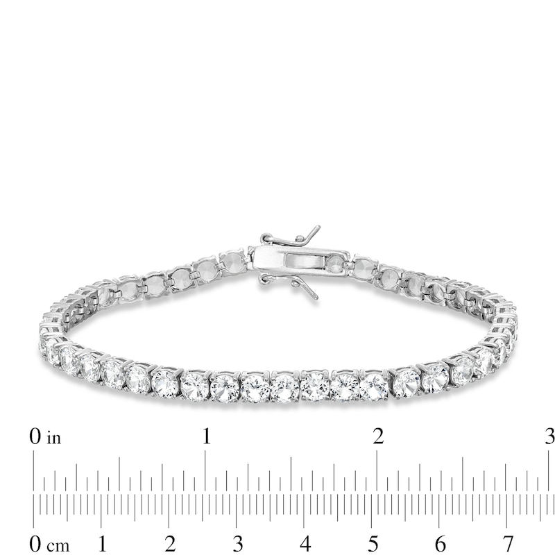 Main Image 4 of White Lab-Created Sapphire Tennis Bracelet in Sterling Silver - 7.25"