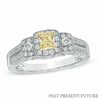 1 CT. T.W. Certified Yellow and White Diamond Past Present Future® Ring in 14K White Gold (P/SI2)