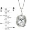 Thumbnail Image 1 of Cushion-Cut Lab-Created White Sapphire Frame Pendant in Sterling Silver
