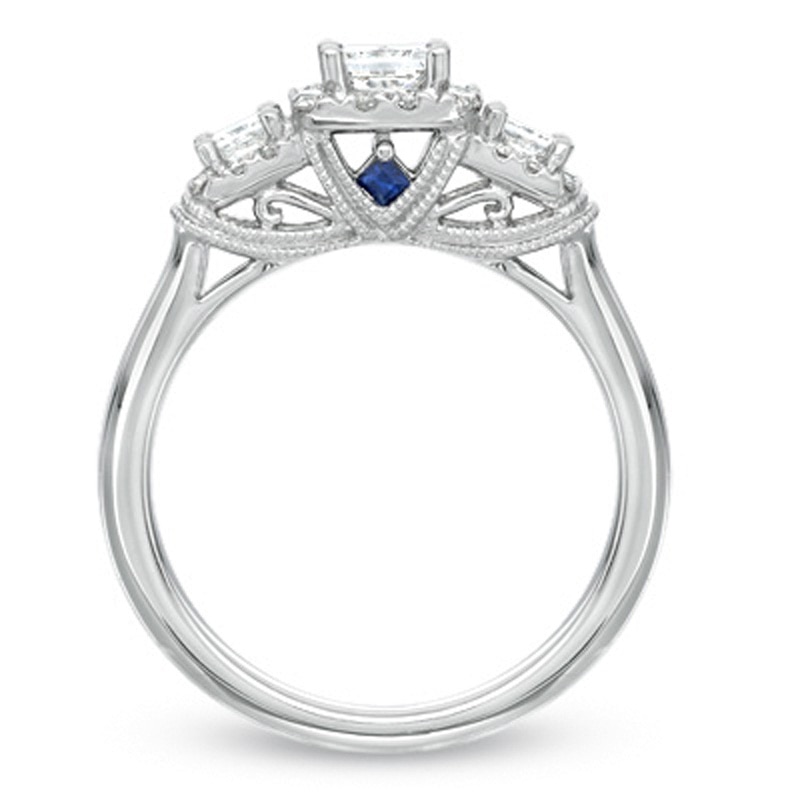 Vera Wang Love Collection 3/4 CT. T.W. Princess-Cut Diamond Three Stone Engagement Ring in 14K White Gold