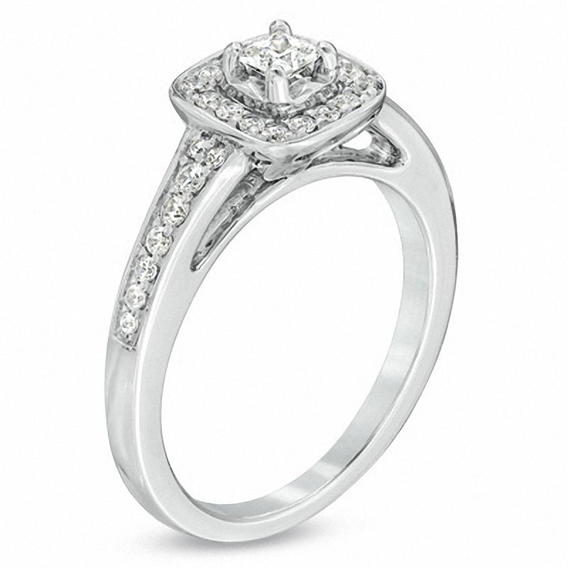 1/2 CT. T.W. Princess-Cut Diamond Frame Engagement Ring in 14K White Gold