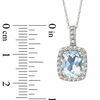 Thumbnail Image 2 of Cushion-Cut Aquamarine and Lab-Created White Sapphire Pendant in 14K White Gold