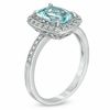 Thumbnail Image 2 of Cushion-Cut Aquamarine and Lab-Created White Sapphire Ring in 14K White Gold