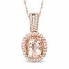 Thumbnail Image 1 of Oval Morganite and 1/5 CT. T.W. Diamond Pendant in 14K Rose Gold