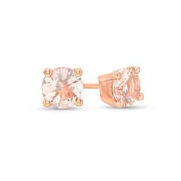 5.0mm Morganite Solitaire Stud Earrings in 14K Rose Gold