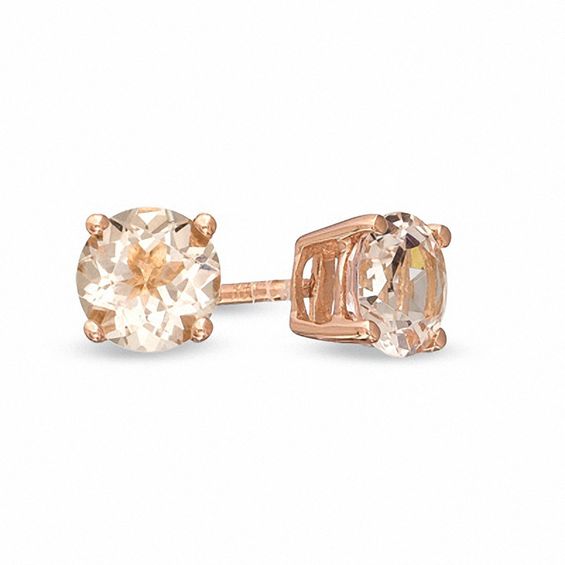 5.0mm Morganite Solitaire Stud Earrings in 14K Rose Gold Zales Outlet