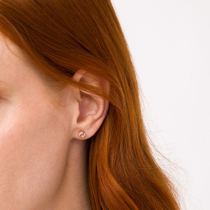 Main Image 2 of 5.0mm Morganite Solitaire Stud Earrings in 14K Rose Gold
