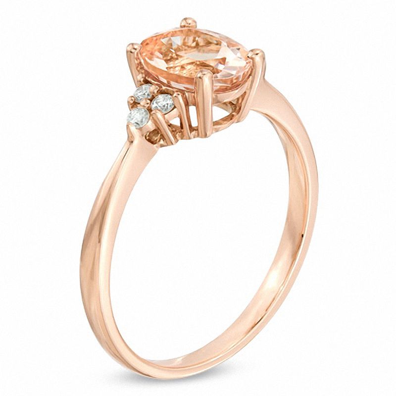 Oval Morganite and Diamond Accent Ring in 14K Rose Gold