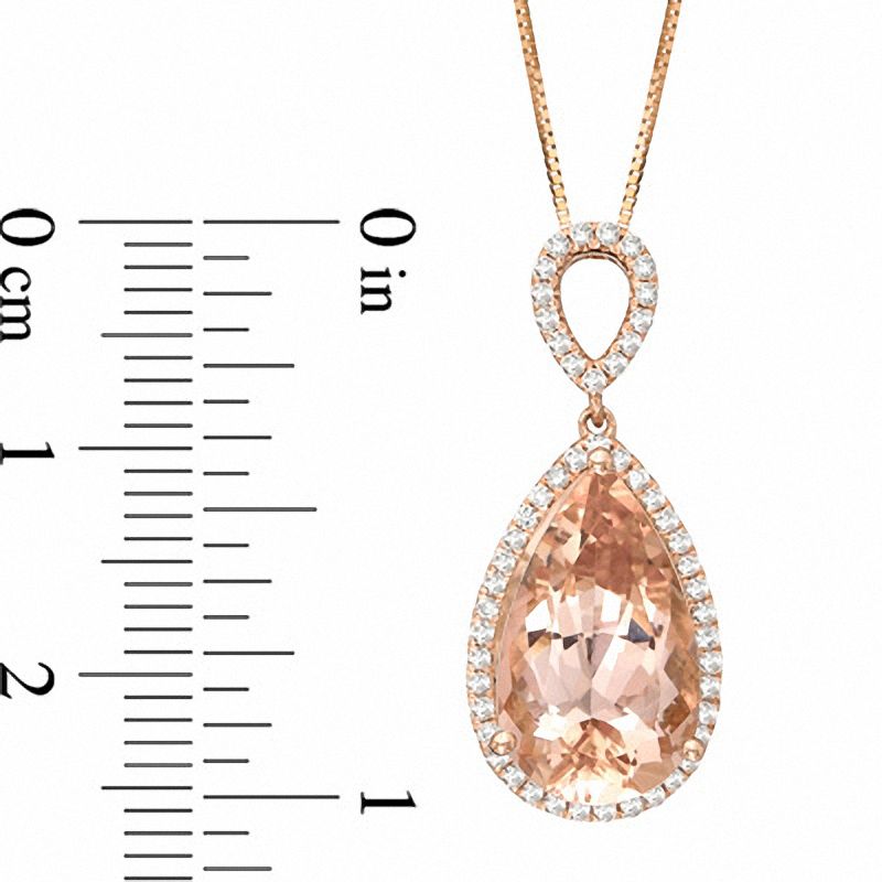 Pear-Shaped Morganite and 1/4 CT. T.W. Diamond Pendant in 14K Rose Gold