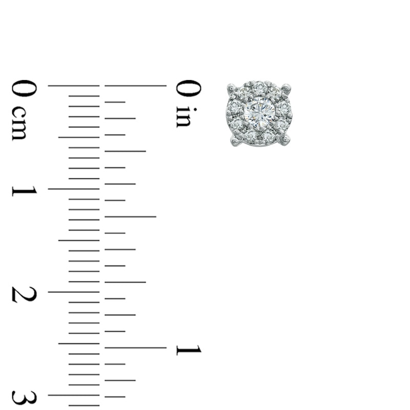 Main Image 2 of 1/2 CT. T.W. Diamond Frame Square Basket Stud Earrings in 14K White Gold