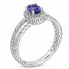 Thumbnail Image 1 of Oval Tanzanite and 1/6 CT. T.W. Diamond Double Rope Ring in 14K White Gold