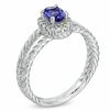 Thumbnail Image 2 of Oval Tanzanite and 1/6 CT. T.W. Diamond Double Rope Ring in 14K White Gold