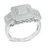 Thumbnail Image 2 of 1/3 CT. T.W. Princess-Cut Composite Diamond Frame Three Stone Ring in Sterling Silver