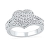 Thumbnail Image 1 of 1/4 CT. T.W. Princess-Cut Diamond Heart Ring in Sterling Silver