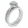 Thumbnail Image 2 of 1/2 CT. T.W. Diamond Cluster Pear-Shaped Frame Three Piece Bridal Set in 10K White Gold