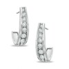 Thumbnail Image 1 of 1/2 CT. T.W. Diamond J Hoop Earrings in 10K White Gold