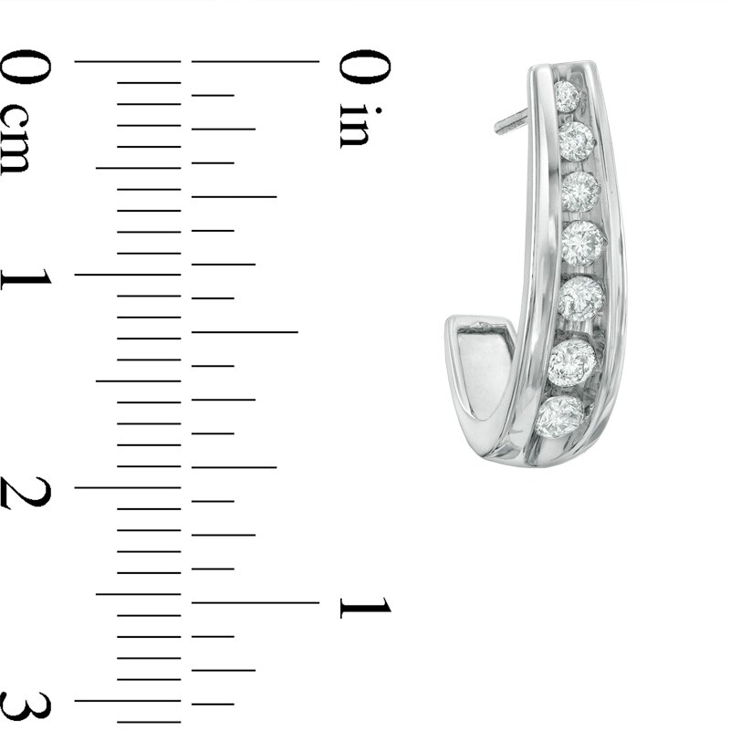 Main Image 2 of 1/2 CT. T.W. Diamond J Hoop Earrings in 10K White Gold