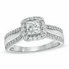Thumbnail Image 0 of 1 CT. T.W. Princess-Cut Diamond Two Row Frame Engagement Ring in 14K White Gold