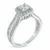 Thumbnail Image 1 of 1 CT. T.W. Princess-Cut Diamond Two Row Frame Engagement Ring in 14K White Gold