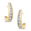 Thumbnail Image 0 of 1/2 CT. T.W. Diamond J Hoop Earrings in 10K Gold