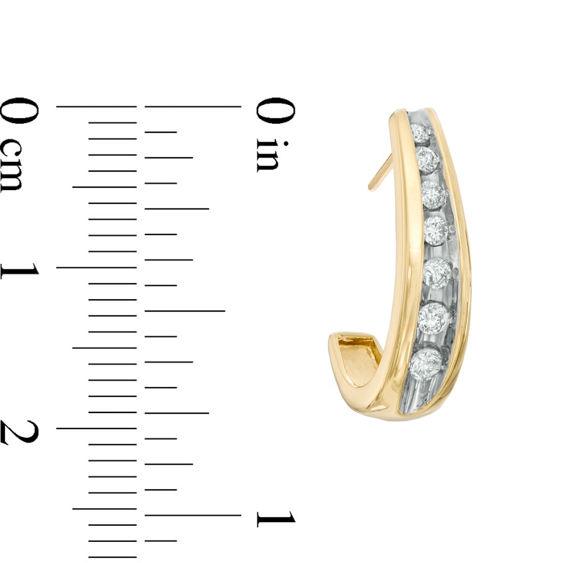 1/2 CT. T.W. Diamond J Hoop Earrings in 10K Gold
