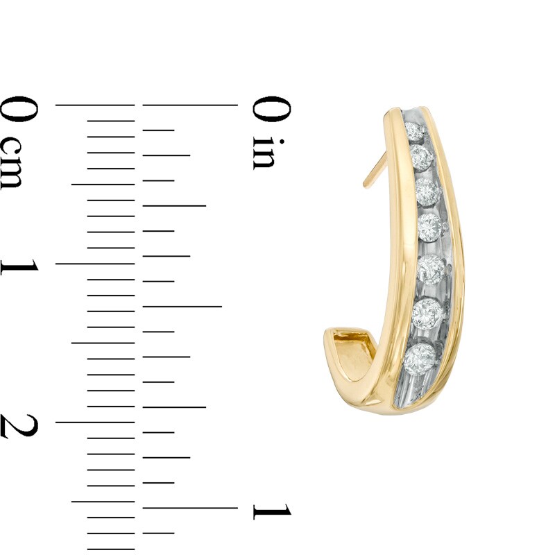 1/2 CT. T.W. Diamond J Hoop Earrings in 10K Gold