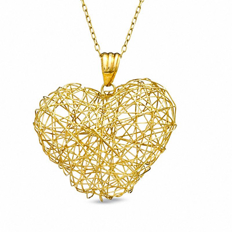 Main Image 1 of Wire Heart Pendant in 14K Gold