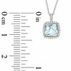 Thumbnail Image 2 of 6.0mm Cushion-Cut Aquamarine and Diamond Accent Frame Pendant in 14K White Gold