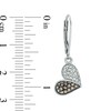 Thumbnail Image 1 of 1/2 CT. T.W. Champagne and White Diamond Tilted Heart Drop Earrings in Sterling Silver