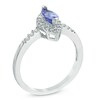 Thumbnail Image 2 of Marquise-Cut Tanzanite and 1/5 CT. T.W. Diamond Frame Ring in 14K White Gold