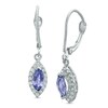 Thumbnail Image 1 of Marquise-Cut Tanzanite and 1/4 CT. T.W. Diamond Frame Drop Earrings in 14K White Gold