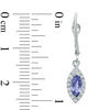 Thumbnail Image 2 of Marquise-Cut Tanzanite and 1/4 CT. T.W. Diamond Frame Drop Earrings in 14K White Gold
