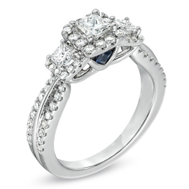 Vera Wang Love Collection 1 CT. T.W. Princess-Cut Diamond Three Stone Engagement Ring in 14K White Gold