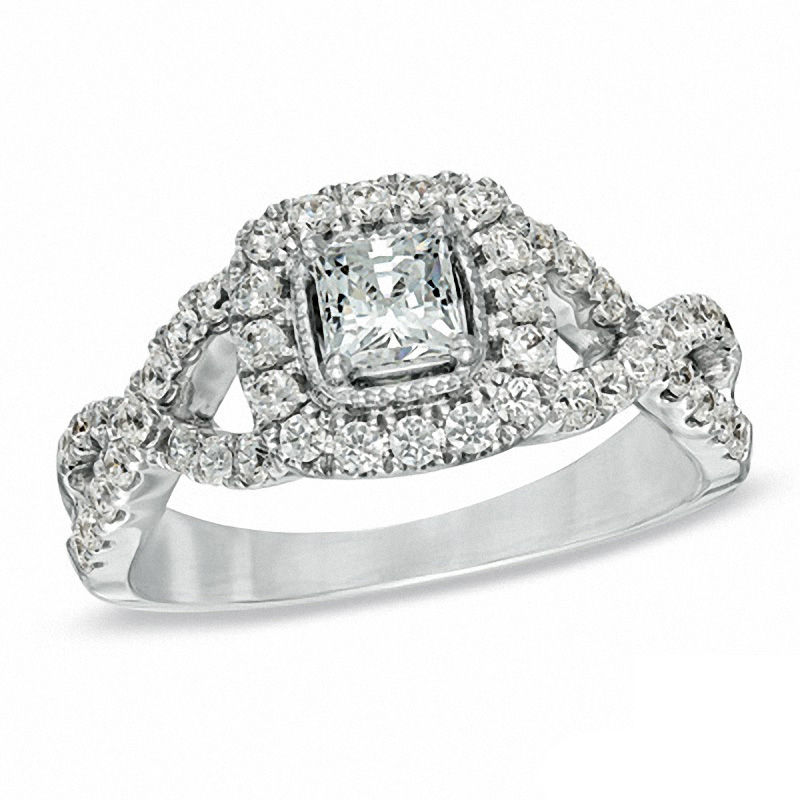 Celebration 102® 1 CT. T.W. Princess-Cut Diamond Engagement Ring in 18K White Gold (I/SI2)