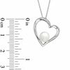 Thumbnail Image 2 of 6.5-7.0mm Freshwater Cultured Pearl and Diamond Accent Heart Pendant in Sterling Silver