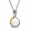 Thumbnail Image 1 of 6.5-7.0mm Freshwater Cultured Pearl and Diamond Accent Pendant in Sterling Silver and 14K Gold Plate