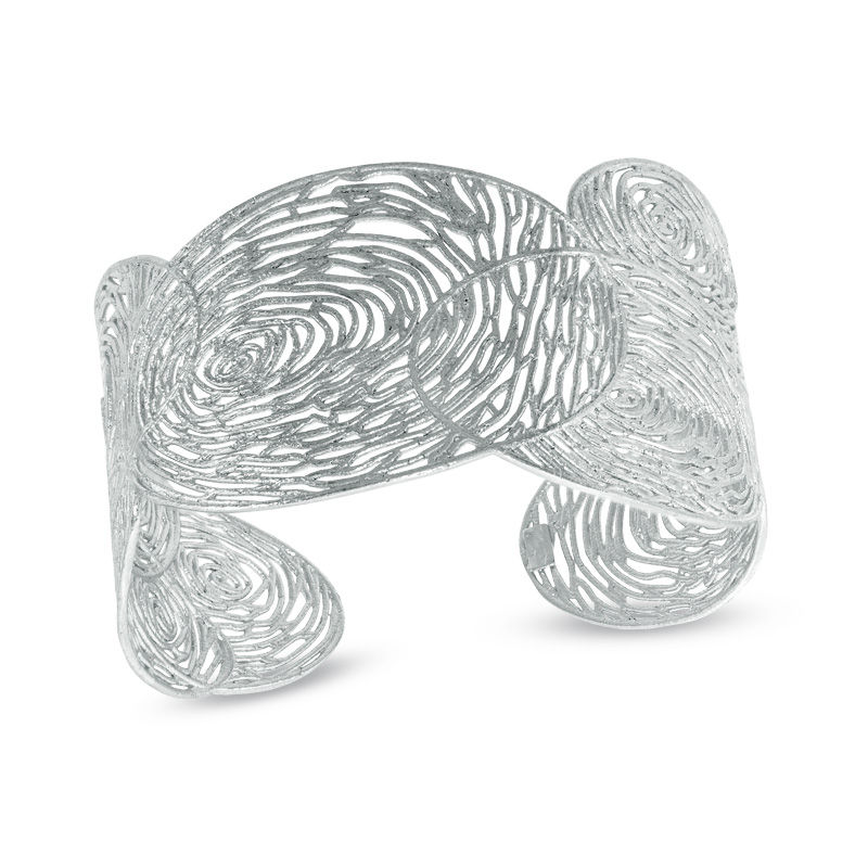 Main Image 1 of Fingerprint Pattern Cuff in Sterling Silver - 7.5"