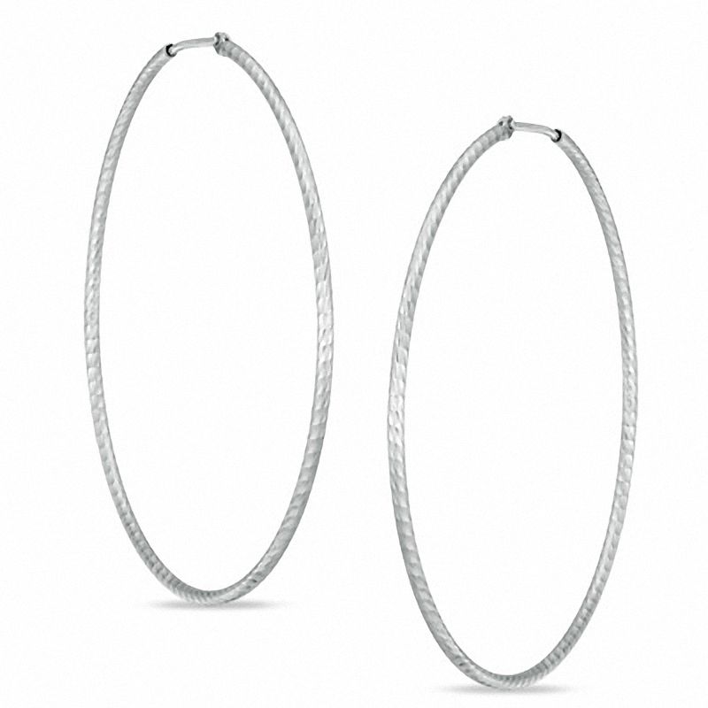 50mm Sterling Silver Thin Hoop Earrings