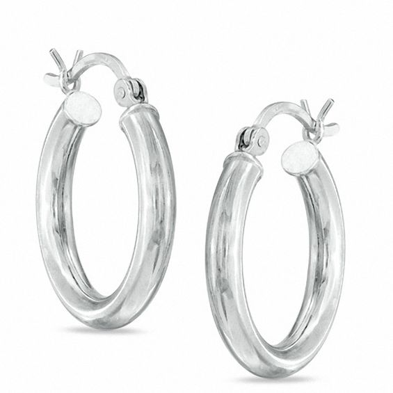3 x 15mm Sterling Silver Plain Tube Hoop Earrings 3 x 15mm Sterling Silver Plain Tube Hoop Earrings