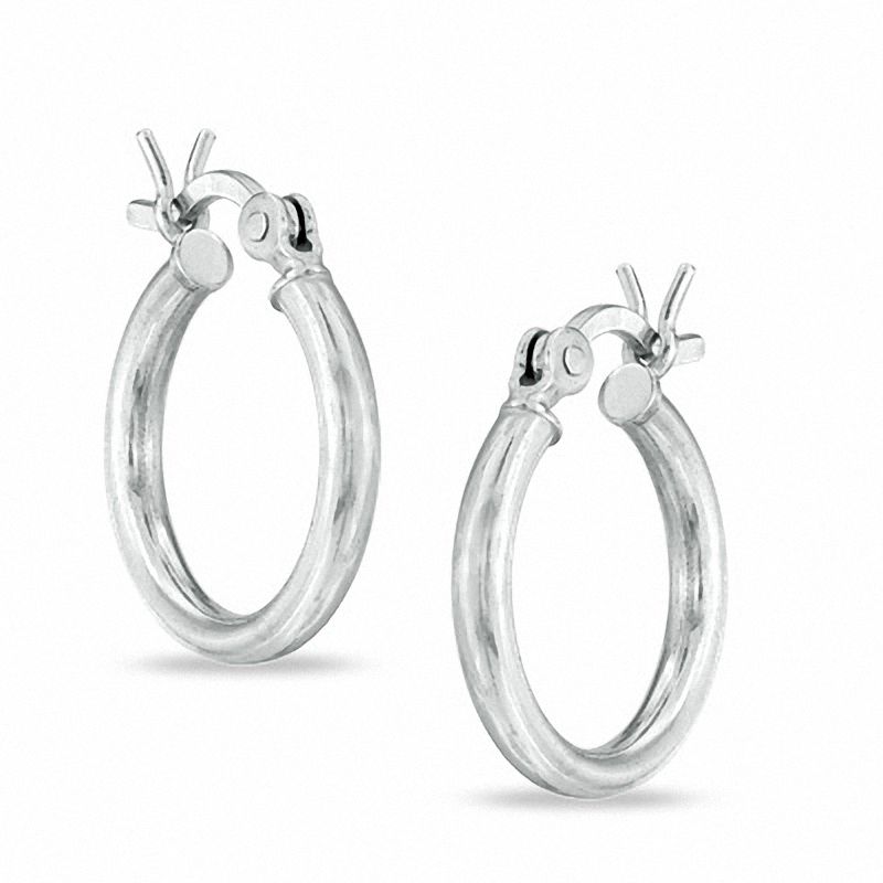 Main Image 1 of 10mm Sterling Silver Plain Tube Hoop Earrings