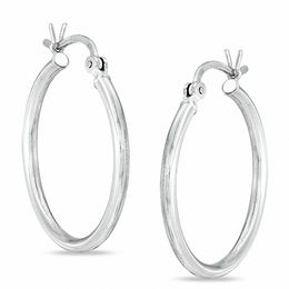 20mm Sterling Silver Plain Tube Hoop Earrings