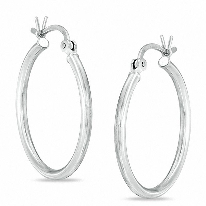 2.0 x 20mm Sterling Silver Plain Tube Hoop Earrings