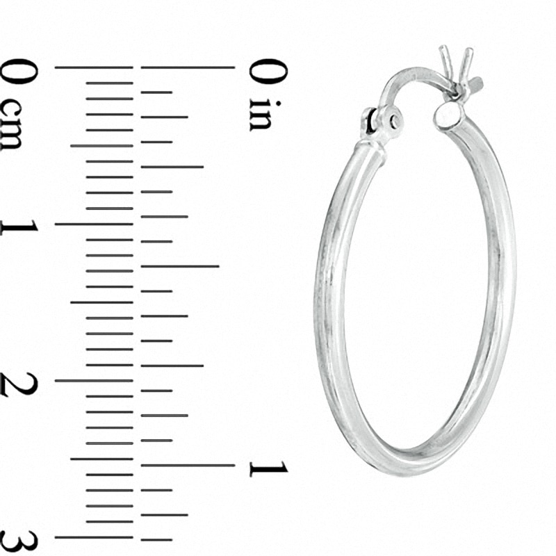 2.0 x 20mm Sterling Silver Plain Tube Hoop Earrings