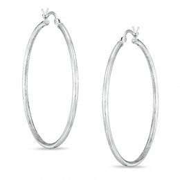 40mm Sterling Silver Plain Tube Hoop Earrings