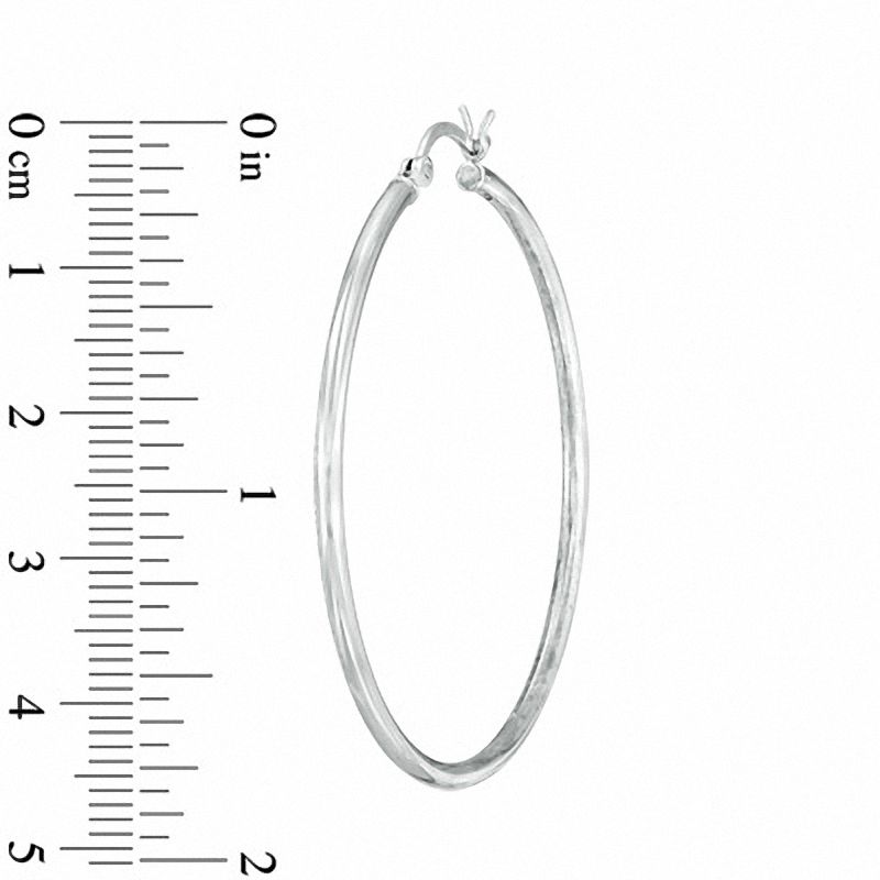 2.0 x 40mm Sterling Silver Plain Tube Hoop Earrings