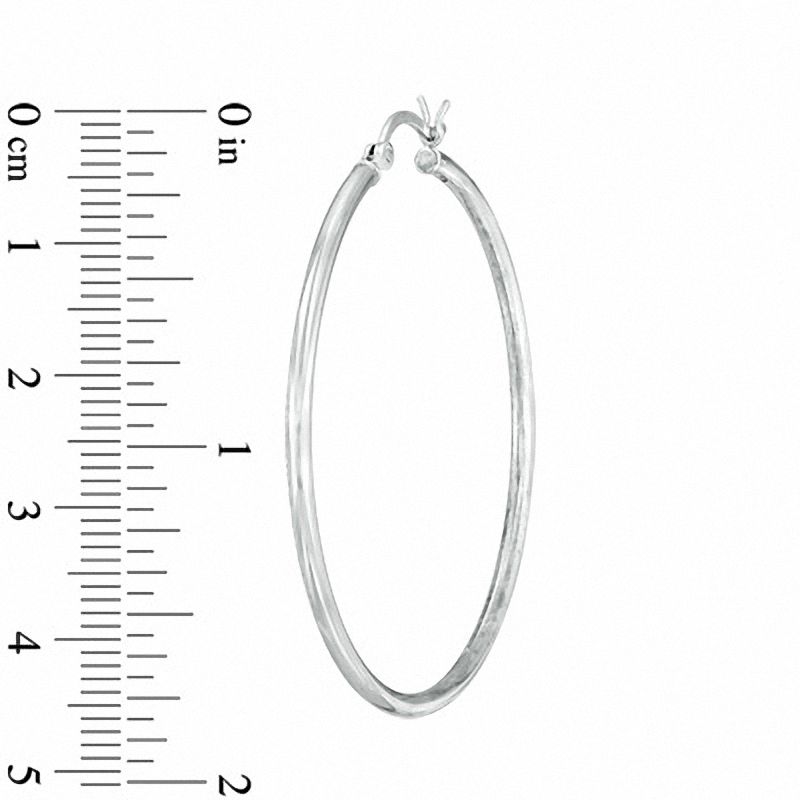 Main Image 2 of 40mm Sterling Silver Plain Tube Hoop Earrings