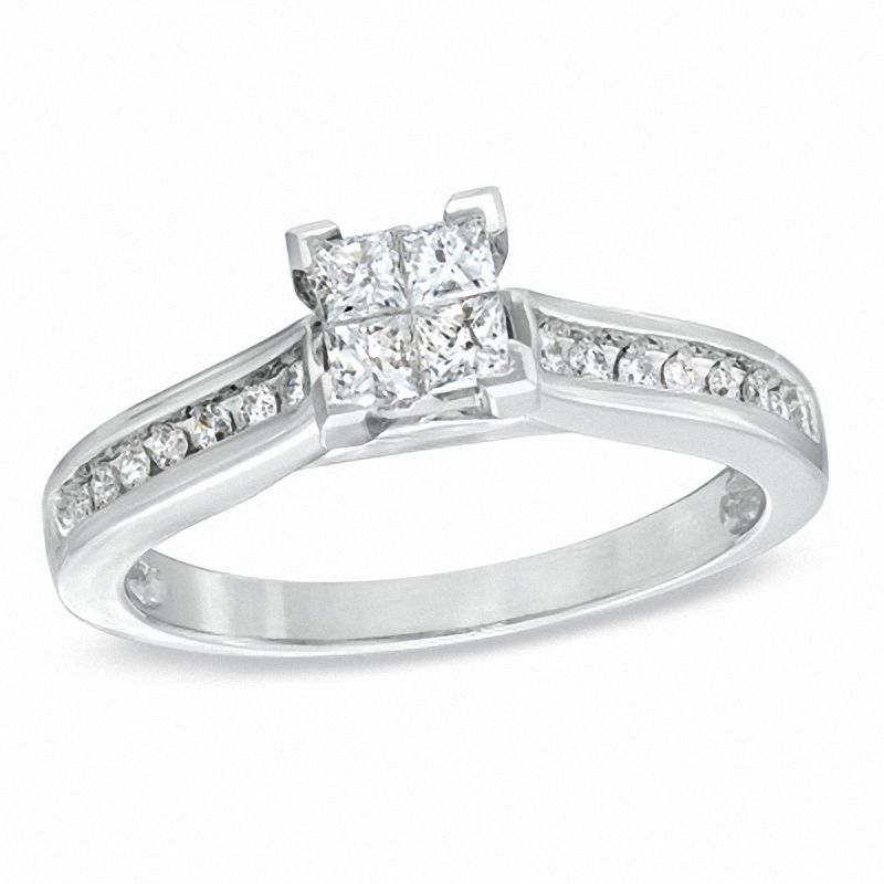 Main Image 1 of 1/3 CT. T.W. Quad Princess-Cut Diamond Engagement Ring in 10K White Gold