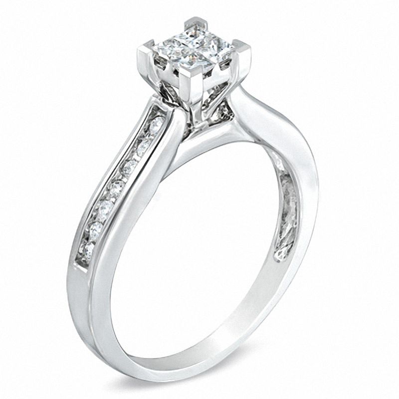 Main Image 2 of 1/3 CT. T.W. Quad Princess-Cut Diamond Engagement Ring in 10K White Gold